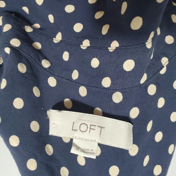 Loft Navy Blouse with Tan Polka Dots - Picture 5 of 5